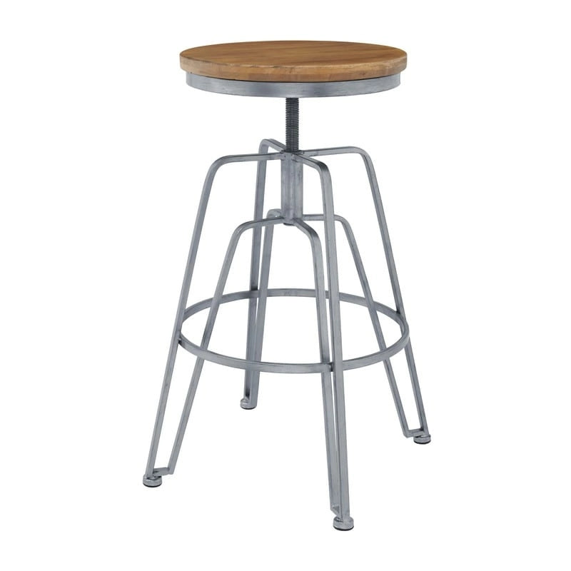 Adjustable Wood & Metal Bar Stool 25–29" – Swivel Height, Foot Rail, 7 Finishes