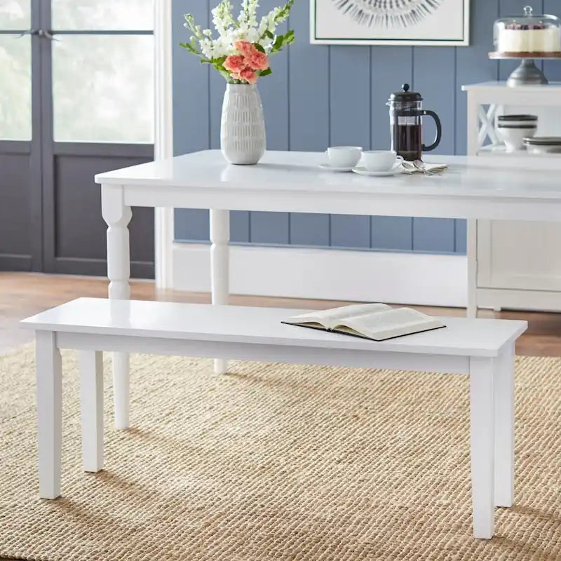 Banc de salle à manger sans dossier blanc | Banc moderne en bois pour cuisine et salle à manger