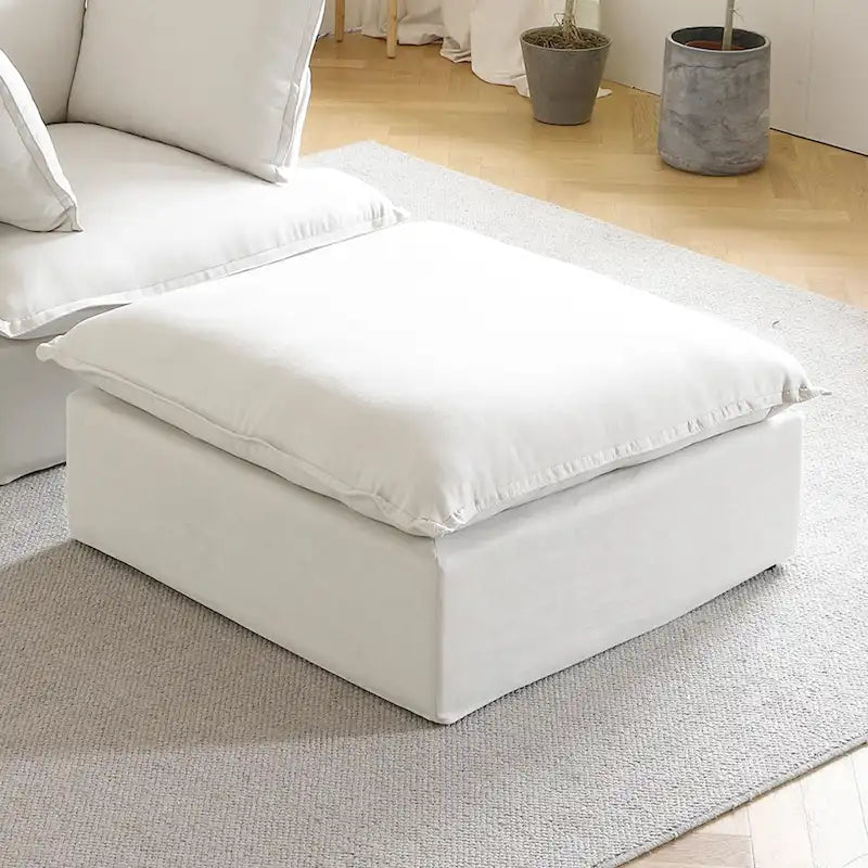 Pouf carré tapissé – Structure en bois massif, housse amovible, 3 coloris