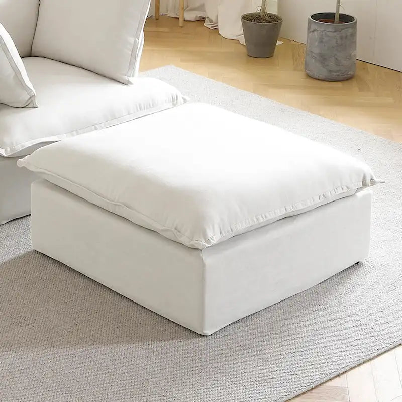Pouf carré tapissé – Structure en bois massif, housse amovible, 3 coloris