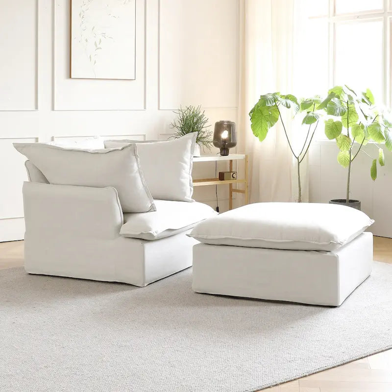Pouf carré tapissé – Structure en bois massif, housse amovible, 3 coloris