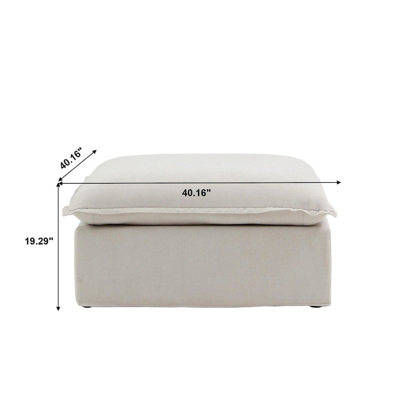 Pouf carré tapissé – Structure en bois massif, housse amovible, 3 coloris