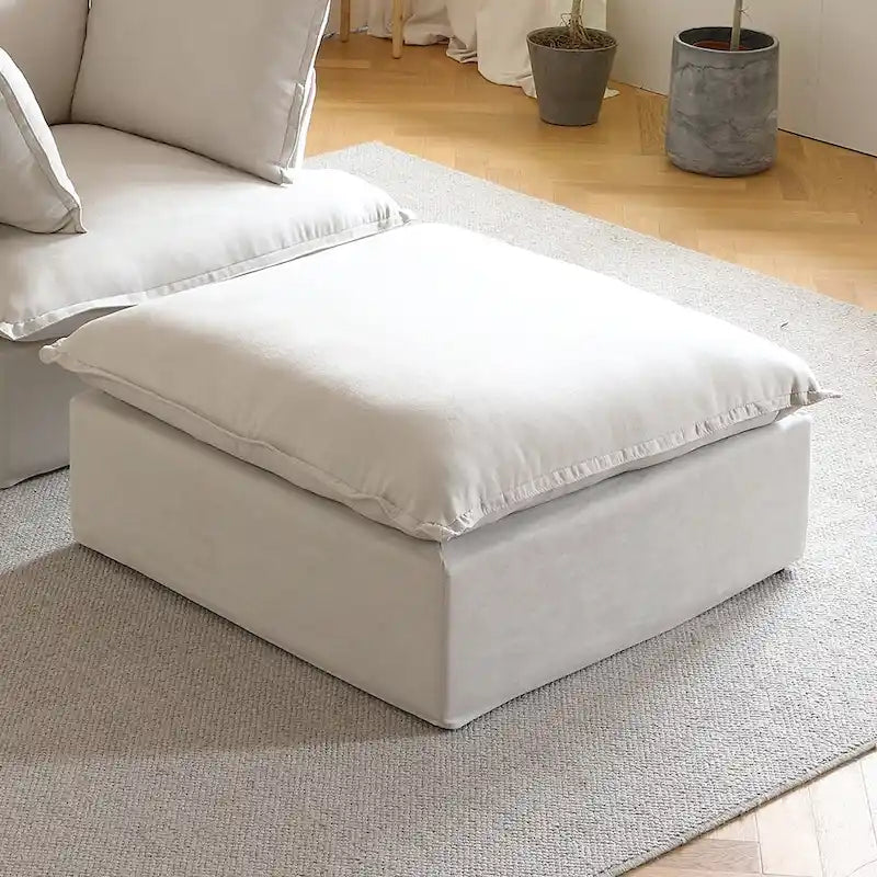 Pouf carré tapissé – Structure en bois massif, housse amovible, 3 coloris