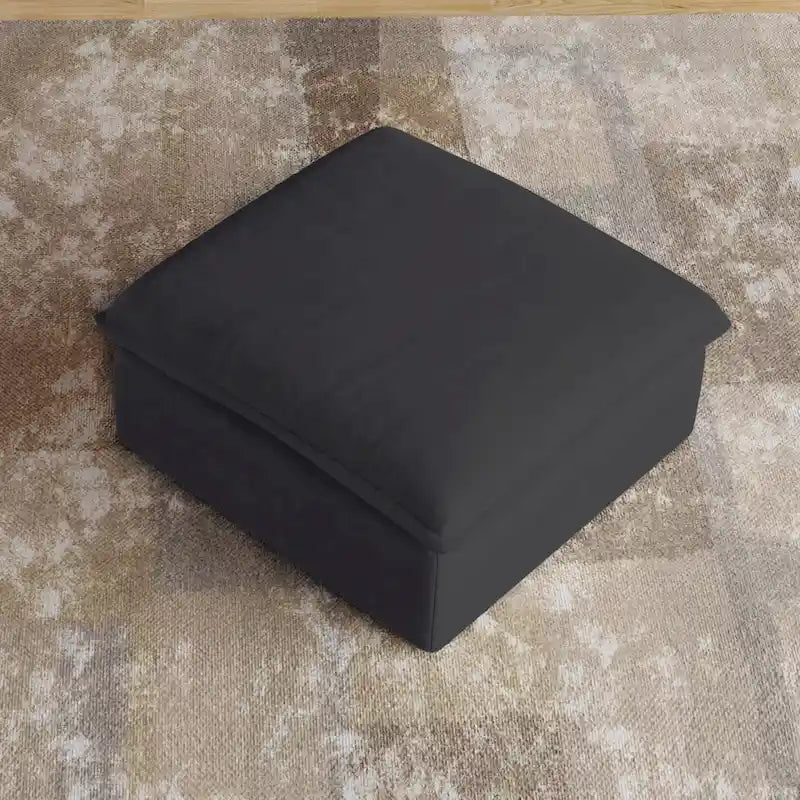 Pouf carré tapissé – Structure en bois massif, housse amovible, 3 coloris