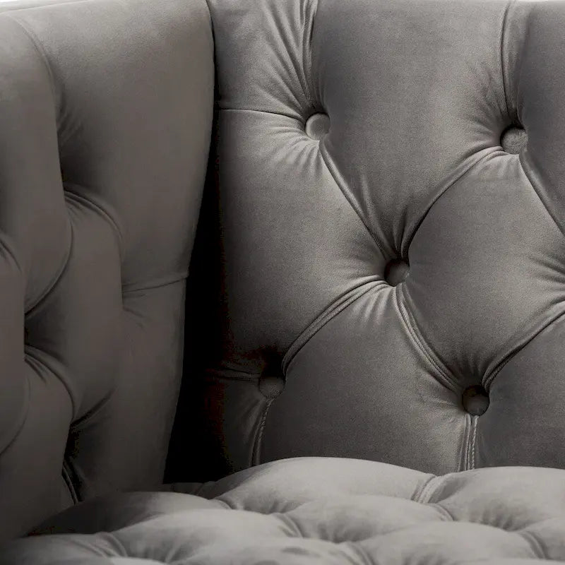 Velvet Button-Tufted Lounge Chair with Glossy Gold Legs