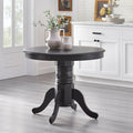 Table à manger en bois massif « Modern Farmhouse » – Piètement central, noir mat et blanc/naturel