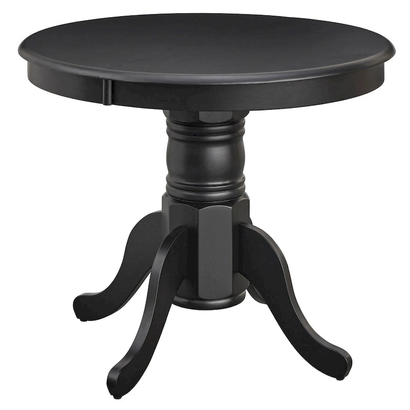 Table à manger en bois massif « Modern Farmhouse » – Piètement central, noir mat et blanc/naturel