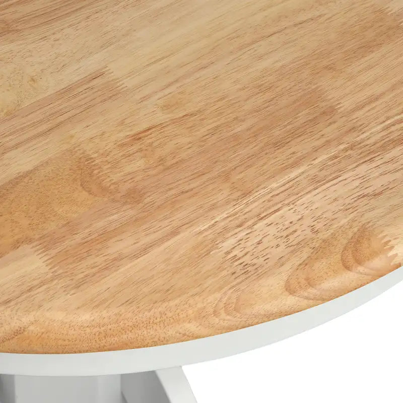 Table à manger en bois massif « Modern Farmhouse » – Piètement central, noir mat et blanc/naturel