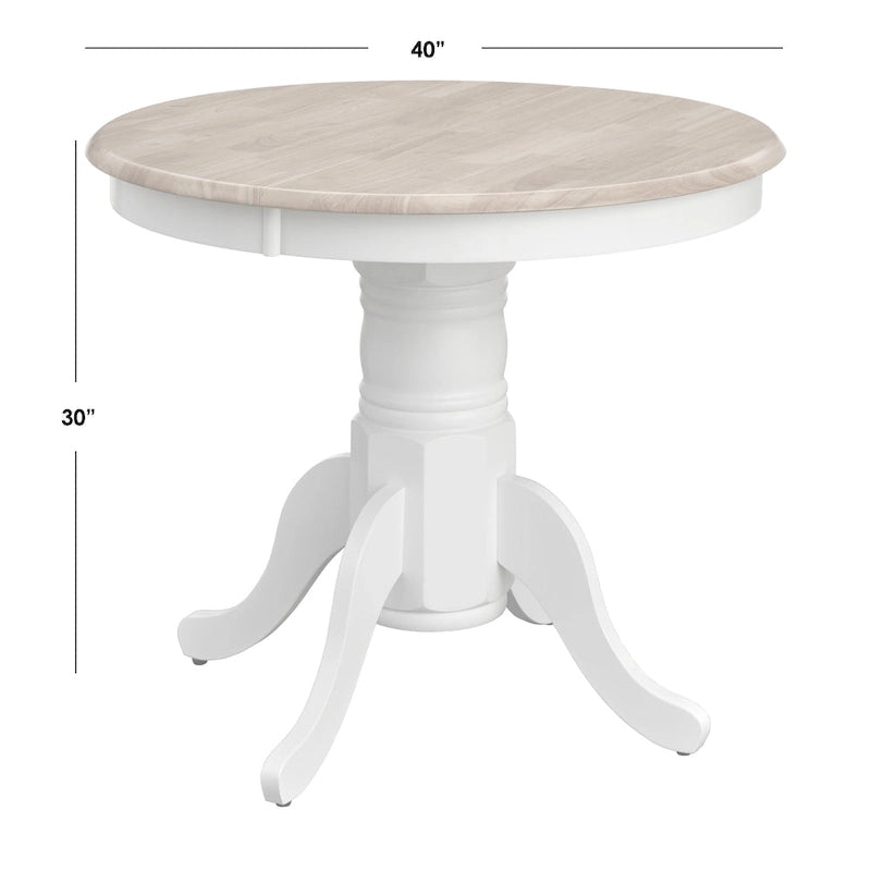Table à manger en bois massif « Modern Farmhouse » – Piètement central, noir mat et blanc/naturel