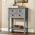 Console étroite en bois d'acacia avec 3 tiroirs et étagère ouverte – Pieds fuselés, 5 coloris