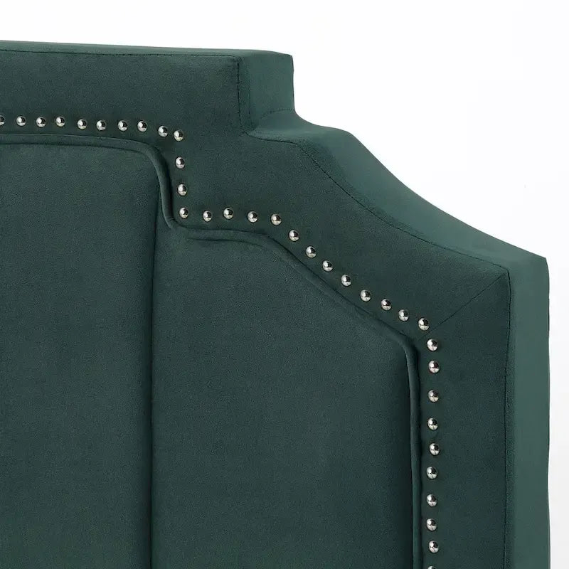 Lit plateforme Art Déco capitonné en velours avec 4 tiroirs de rangement