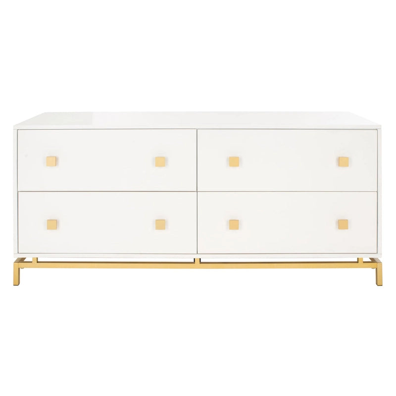 4-Drawer Dresser – Minimalist Style, Square Gold Pulls, Open Base, 3 Colors