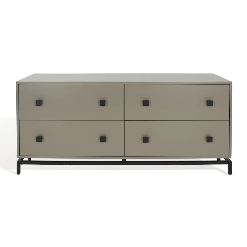 4-Drawer Dresser – Minimalist Style, Square Gold Pulls, Open Base, 3 Colors