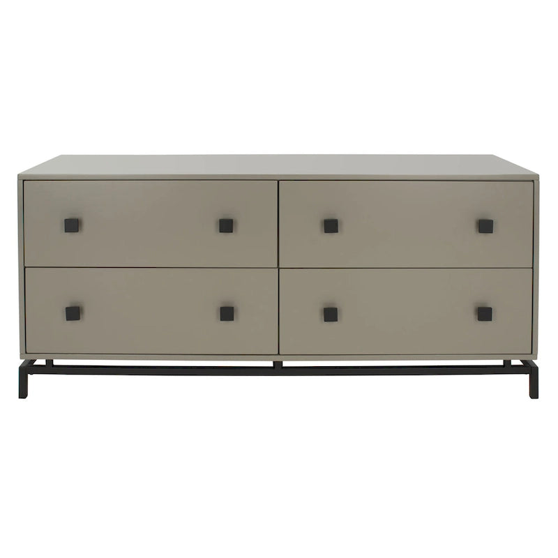 4-Drawer Dresser – Minimalist Style, Square Gold Pulls, Open Base, 3 Colors