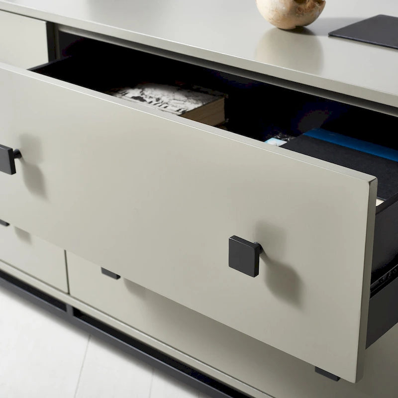 4-Drawer Dresser – Minimalist Style, Square Gold Pulls, Open Base, 3 Colors