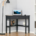 Bureau d'angle triangulaire avec tiroir et étagères de rangement pour petits espaces