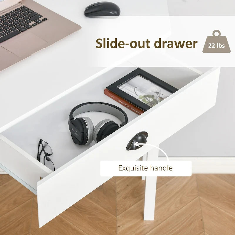 Bureau d'angle triangulaire avec tiroir et étagères de rangement pour petits espaces