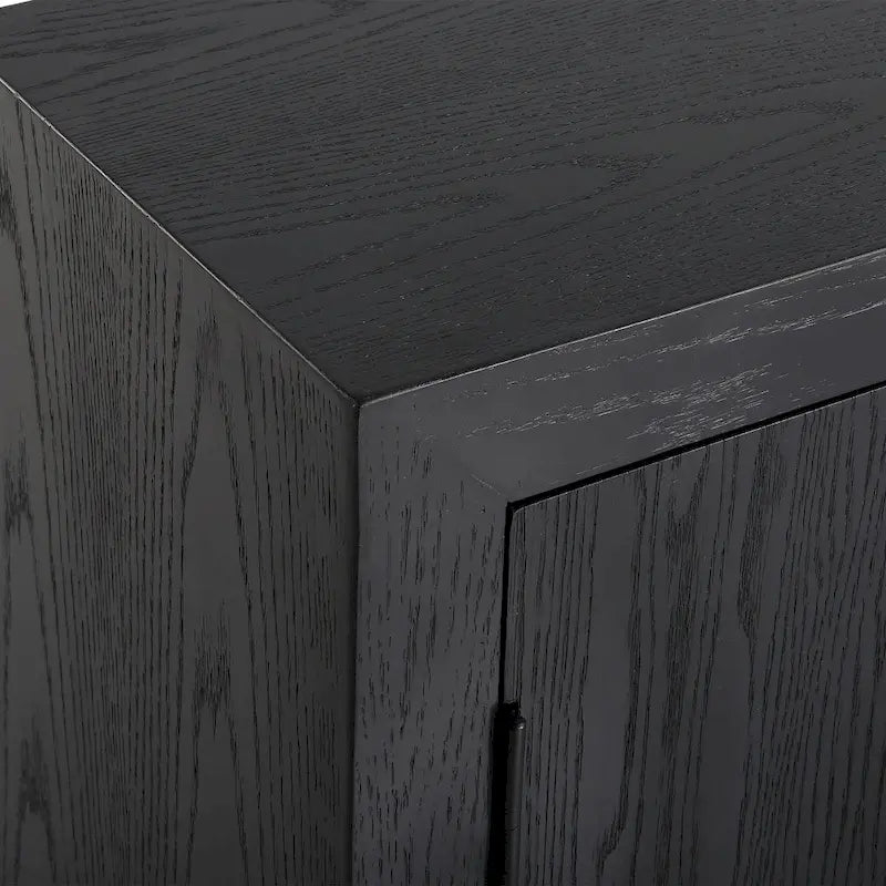 Dark Ebony Oak 2-Door Accent Cabinet with Gold Iron Pulls