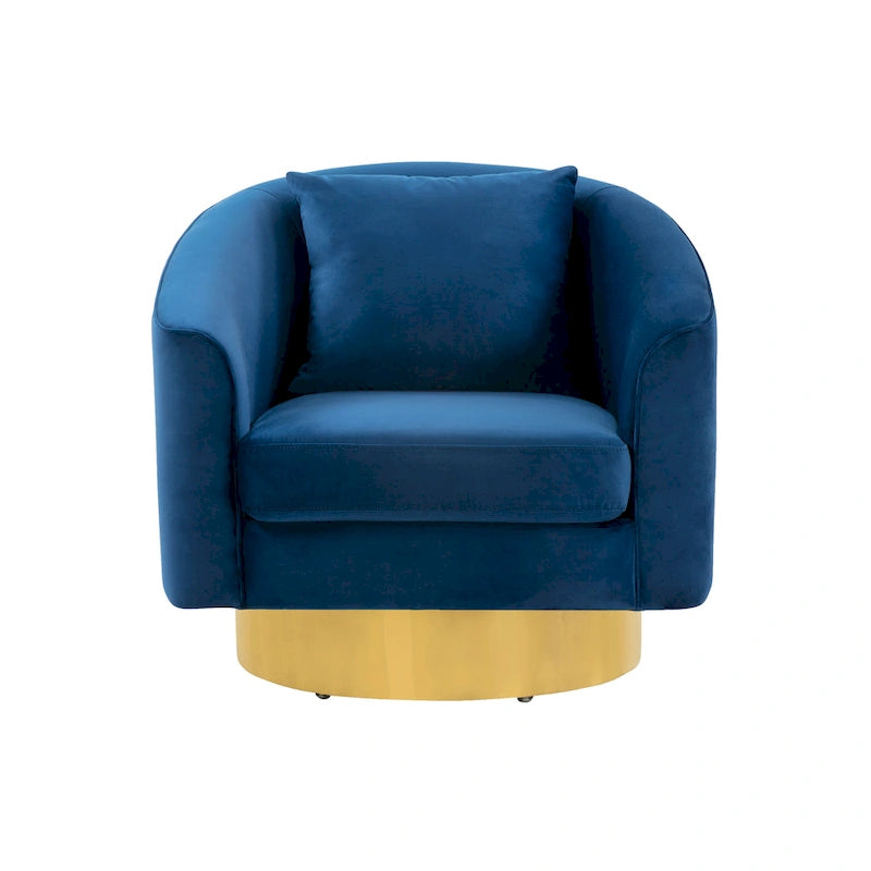 Swivel Barrel Accent Chair – Navy Velvet, Gold Stainless Steel Base