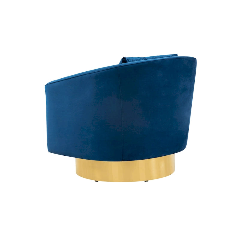 Swivel Barrel Accent Chair – Navy Velvet, Gold Stainless Steel Base
