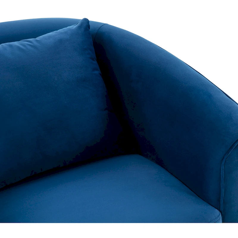 Swivel Barrel Accent Chair – Navy Velvet, Gold Stainless Steel Base