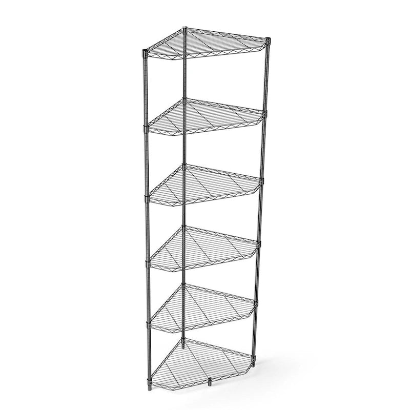 Étagère d'angle en fil métallique à 6 niveaux ultra-résistante – Réglable, capacité de 272 kg, 3 couleurs