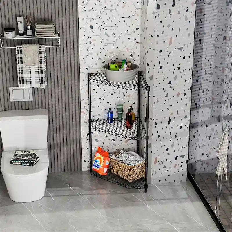 Étagère d'angle en fil métallique à 6 niveaux ultra-résistante – Réglable, capacité de 272 kg, 3 couleurs