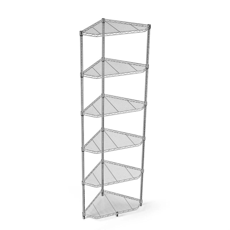 Étagère d'angle en fil métallique à 6 niveaux ultra-résistante – Réglable, capacité de 272 kg, 3 couleurs