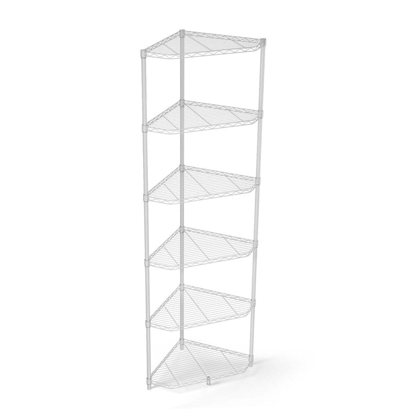 Étagère d'angle en fil métallique à 6 niveaux ultra-résistante – Réglable, capacité de 272 kg, 3 couleurs
