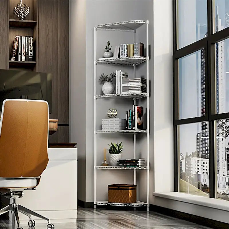 Étagère d'angle en fil métallique à 6 niveaux ultra-résistante – Réglable, capacité de 272 kg, 3 couleurs