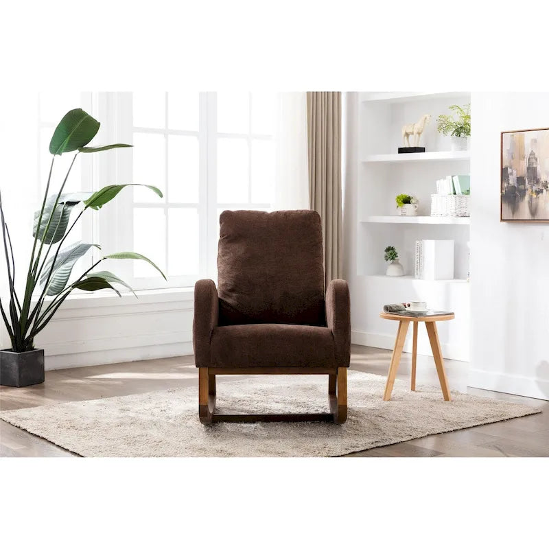 Modern Comfort Rocking Chair with High Backrest