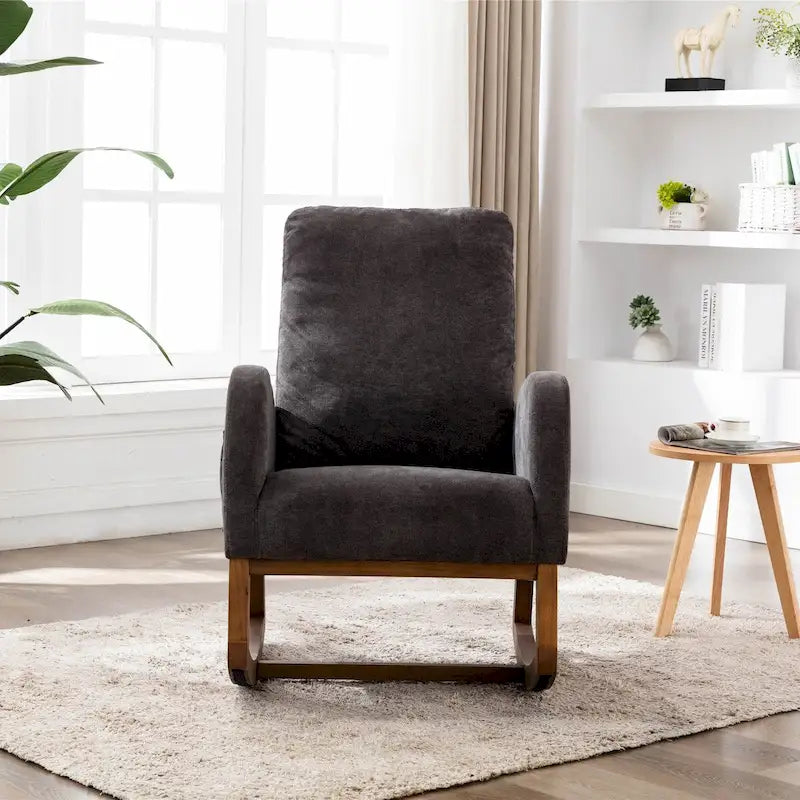 Modern Comfort Rocking Chair with High Backrest