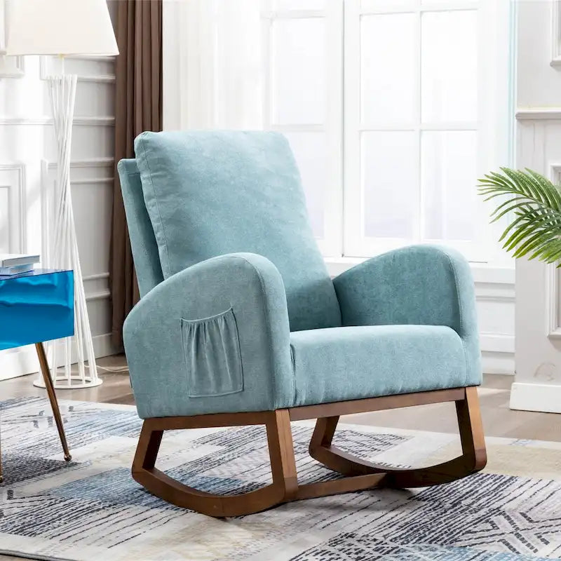 Modern Comfort Rocking Chair with High Backrest