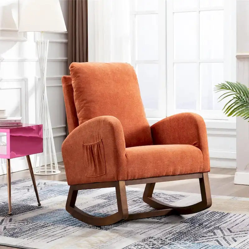 Modern Comfort Rocking Chair with High Backrest