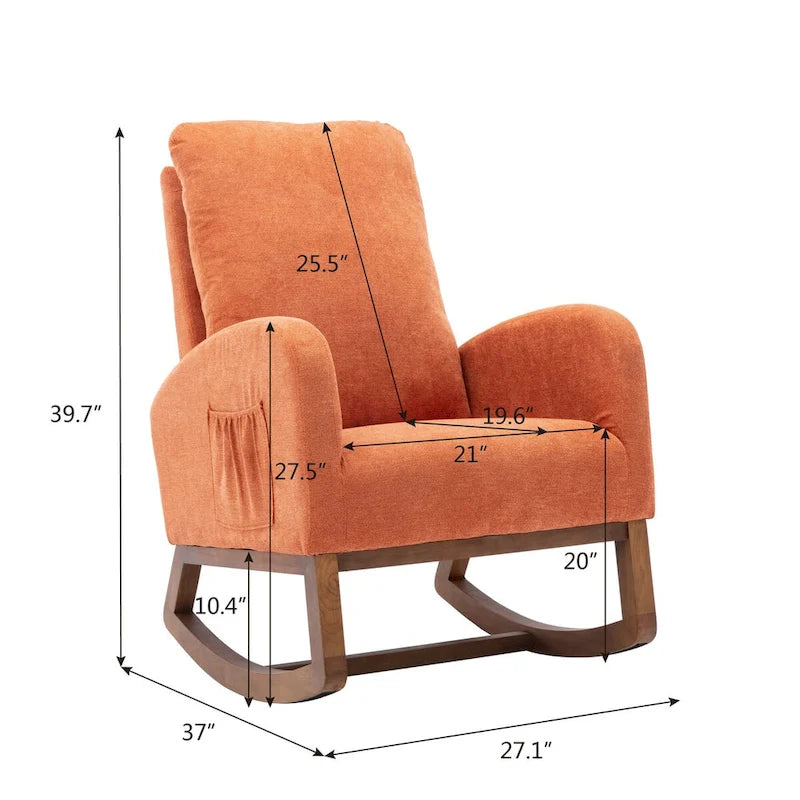 Modern Comfort Rocking Chair with High Backrest