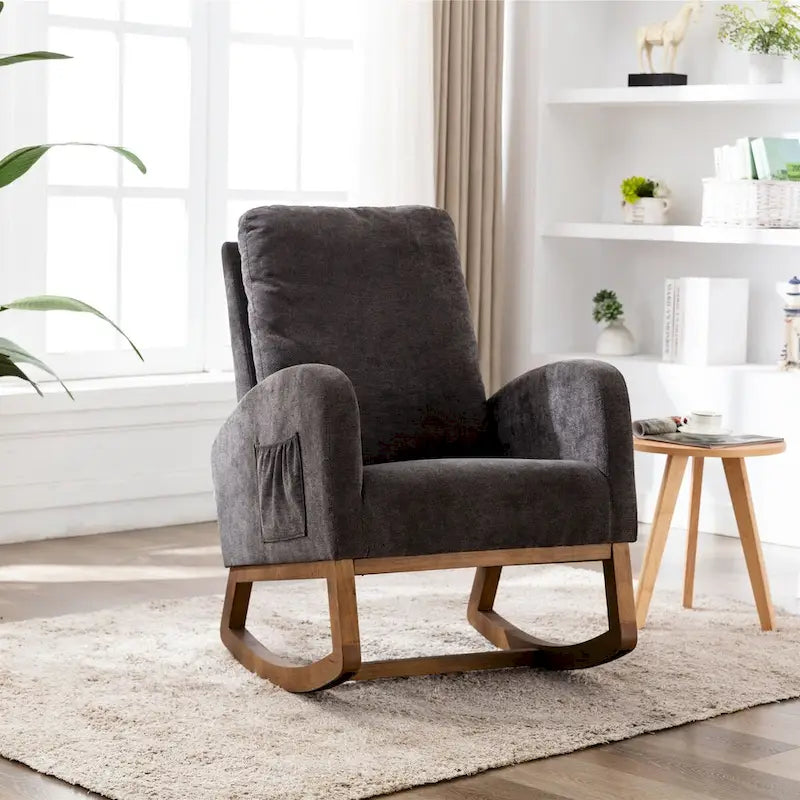 Modern Comfort Rocking Chair with High Backrest