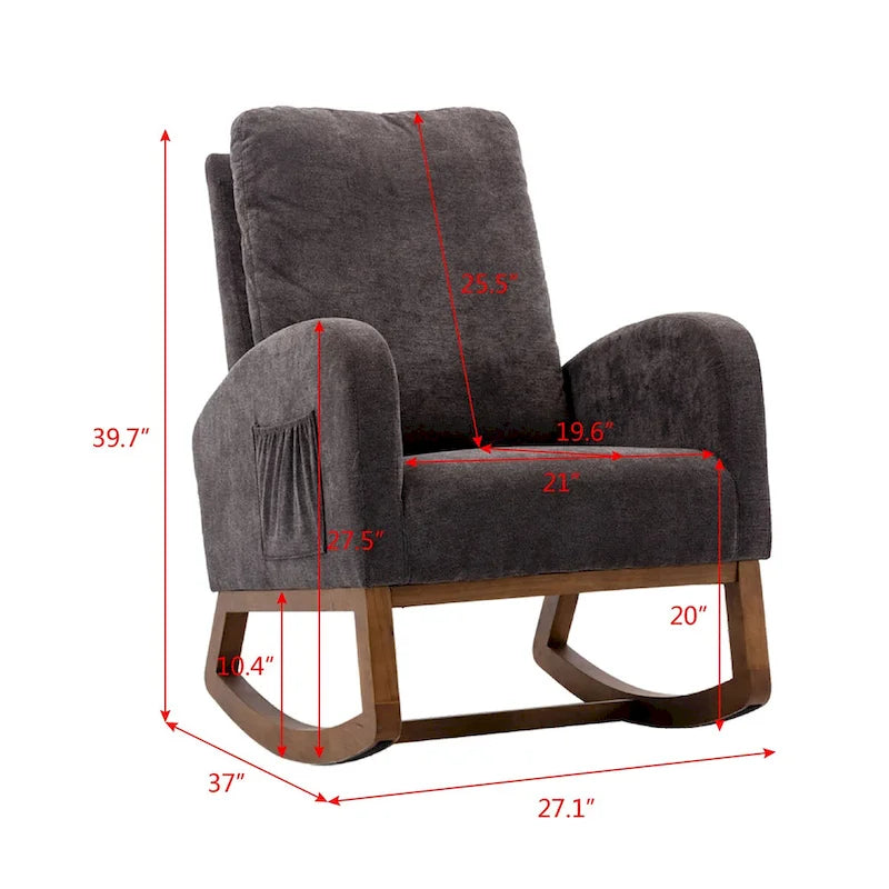 Modern Comfort Rocking Chair with High Backrest