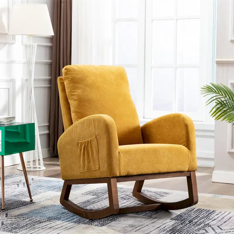 Modern Comfort Rocking Chair with High Backrest