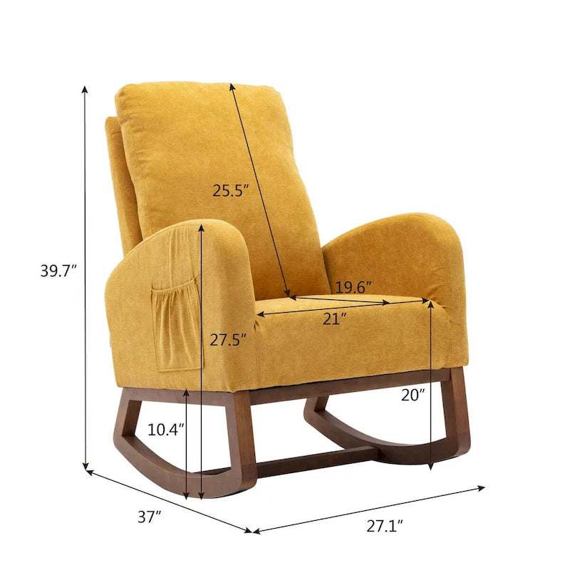Modern Comfort Rocking Chair with High Backrest