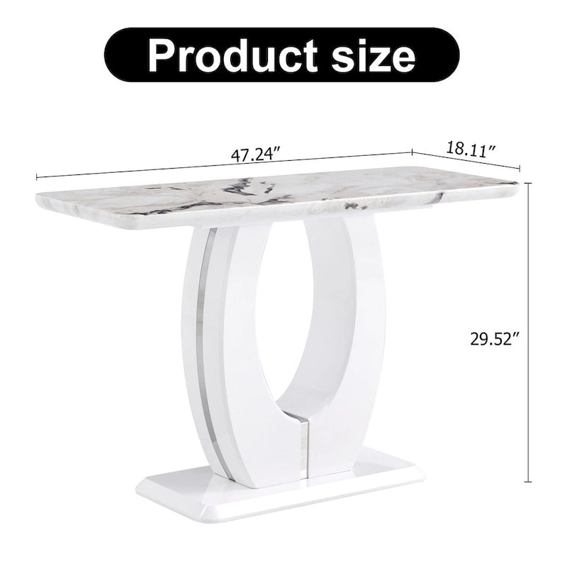 Table rectangulaire brillante multi-usage – Style industriel, Blanc et Noir