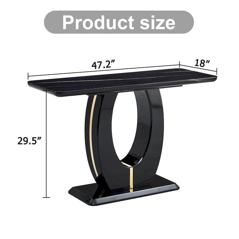 Table rectangulaire brillante multi-usage – Style industriel, Blanc et Noir