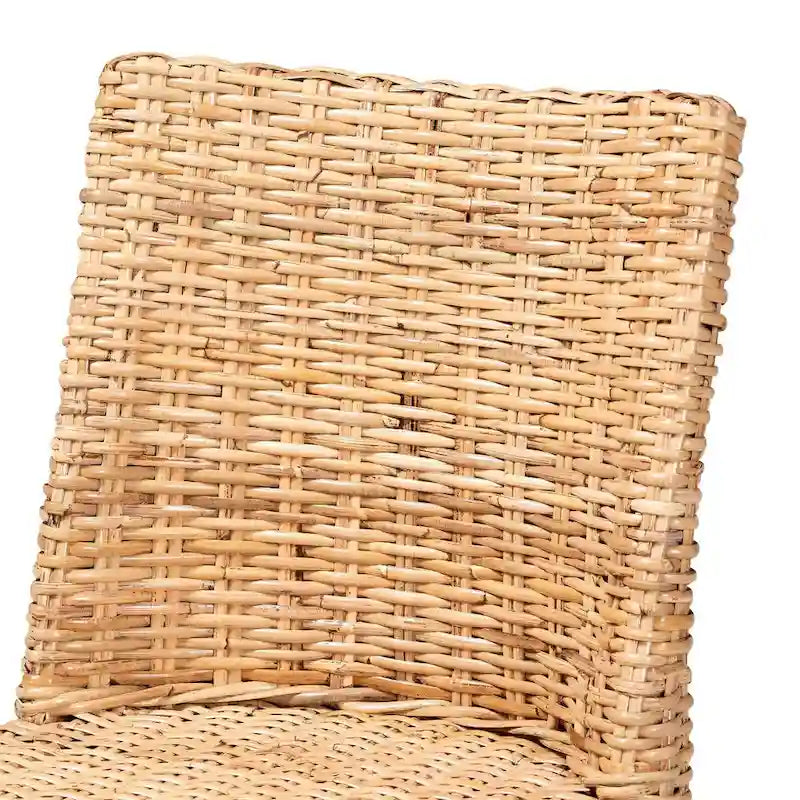 Chaise de salle à manger bohème en rotin tressé à dossier haut, couleur miel