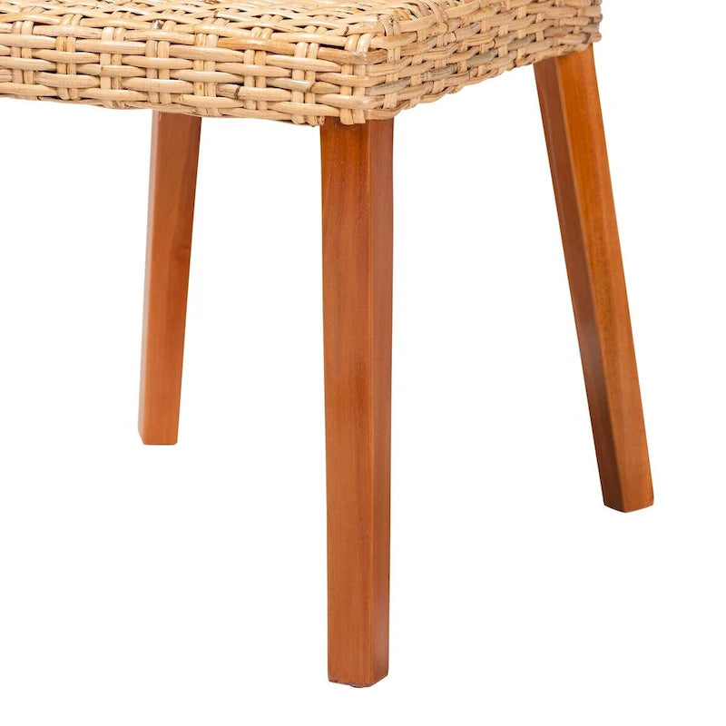 Chaise de salle à manger bohème en rotin tressé à dossier haut, couleur miel