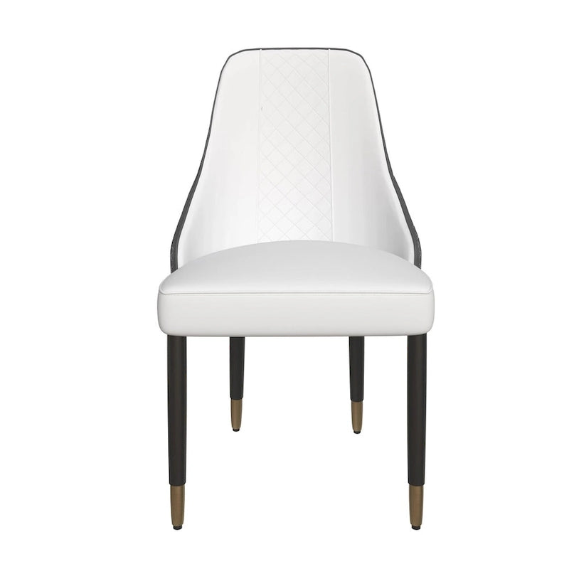 Chaise de salle à manger à dossier haut surpiquée losanges – Options tissu et cuir PU, pieds en bois de chêne