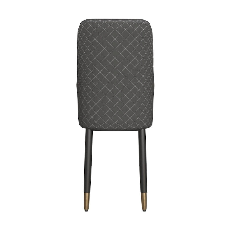 Chaise de salle à manger à dossier haut surpiquée losanges – Options tissu et cuir PU, pieds en bois de chêne