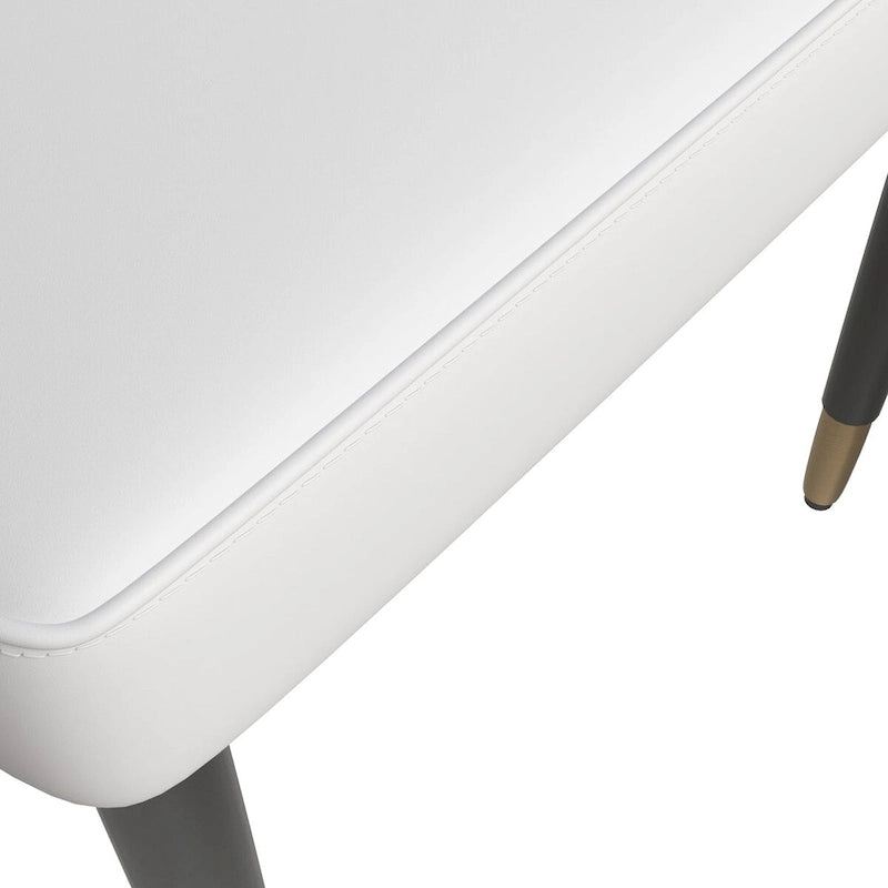Chaise de salle à manger à dossier haut surpiquée losanges – Options tissu et cuir PU, pieds en bois de chêne