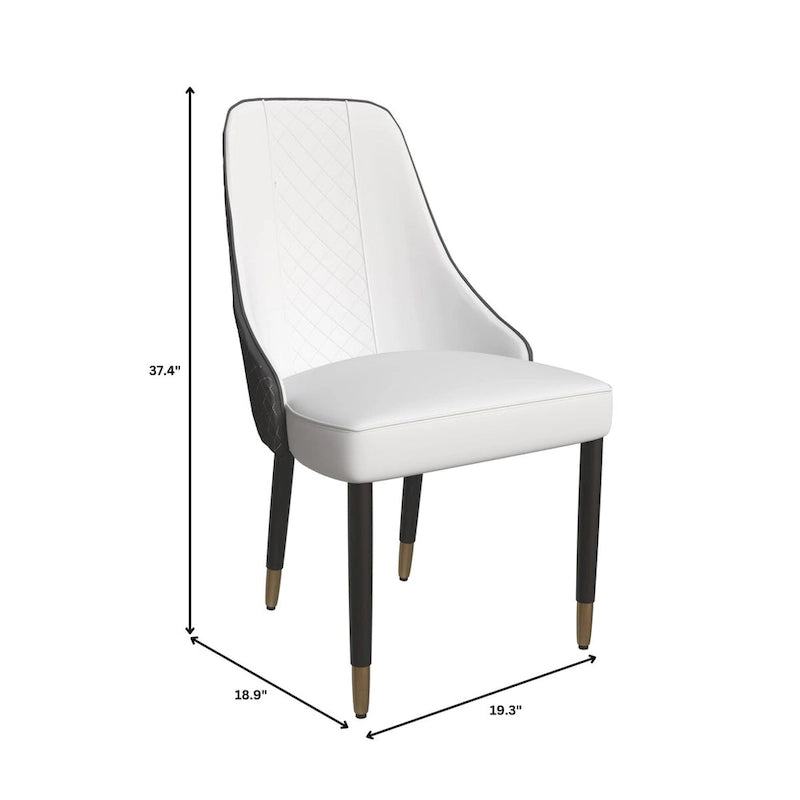 Chaise de salle à manger à dossier haut surpiquée losanges – Options tissu et cuir PU, pieds en bois de chêne