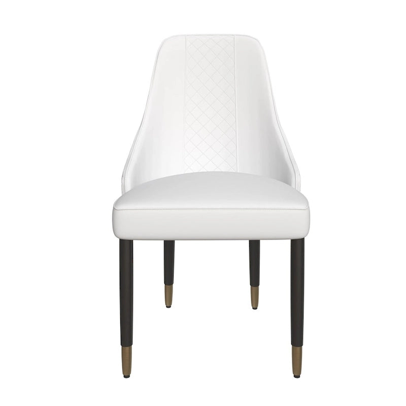 Chaise de salle à manger à dossier haut surpiquée losanges – Options tissu et cuir PU, pieds en bois de chêne