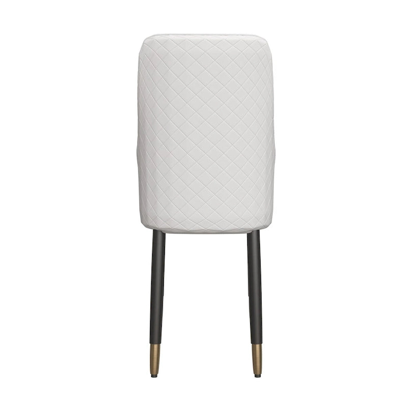 Chaise de salle à manger à dossier haut surpiquée losanges – Options tissu et cuir PU, pieds en bois de chêne
