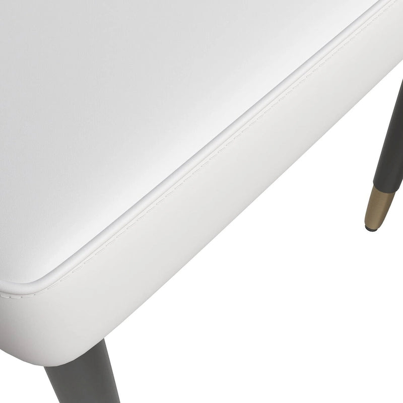 Chaise de salle à manger à dossier haut surpiquée losanges – Options tissu et cuir PU, pieds en bois de chêne